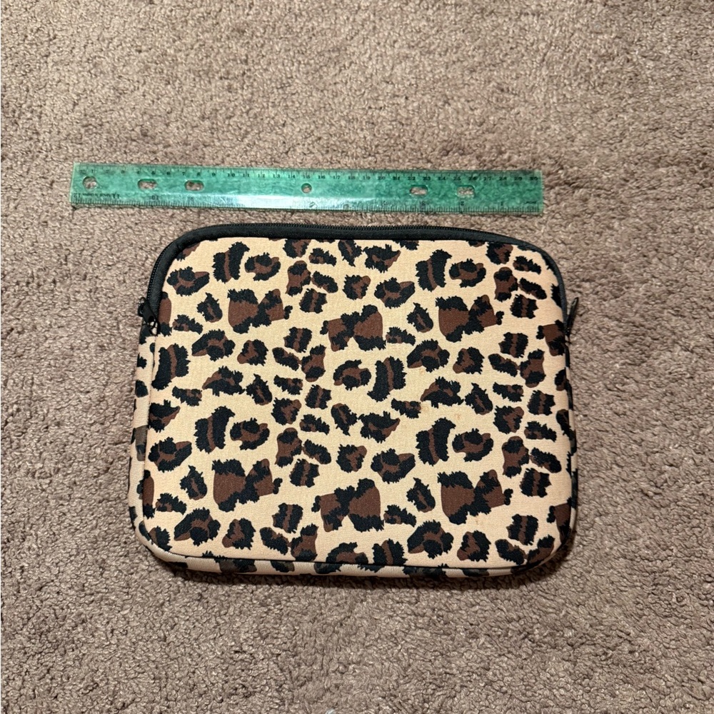 Leopard Print Pouch- tablet or kindle case- padded